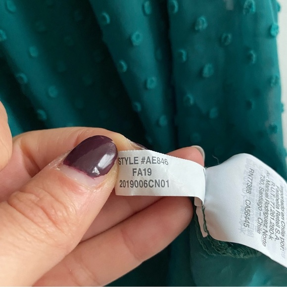 J. Crew Teal Gathered Bib Top in Swiss Dot size Small - Picture 11 of 13